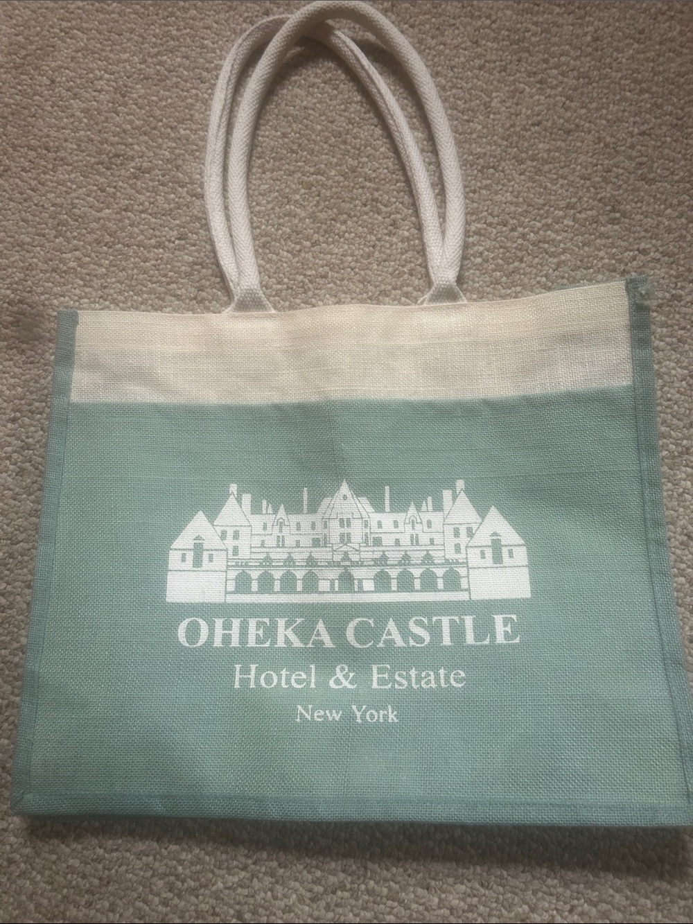 Oheka Castle Hotel & Estate Tote Bag - Sage Green & Cream